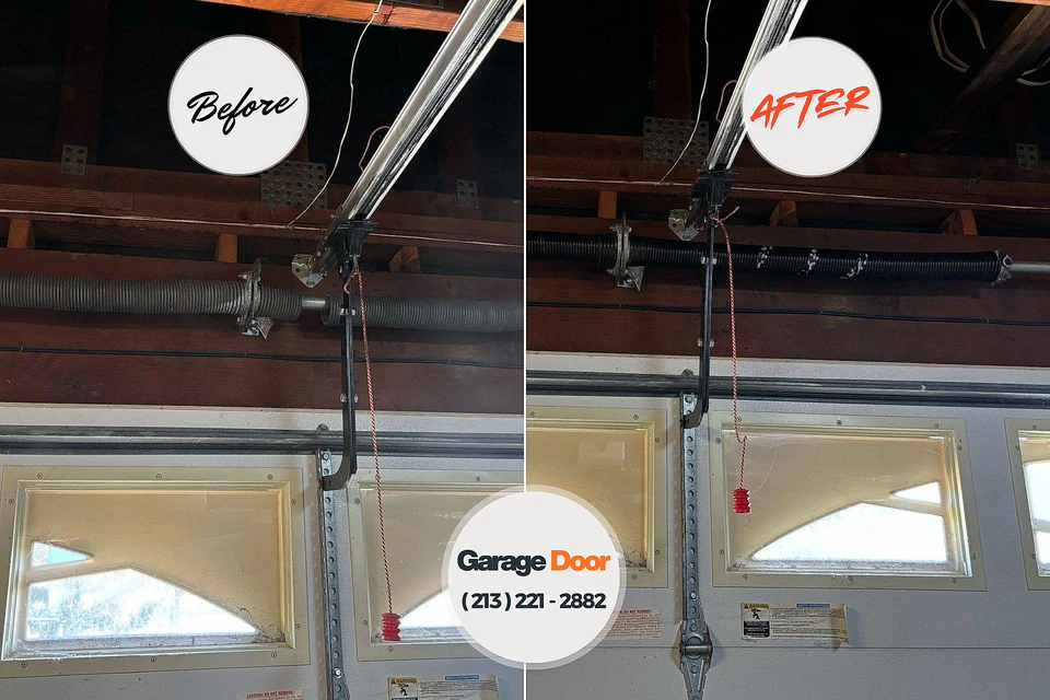 Before and after: garage door repair Baltimore Highlands, MD